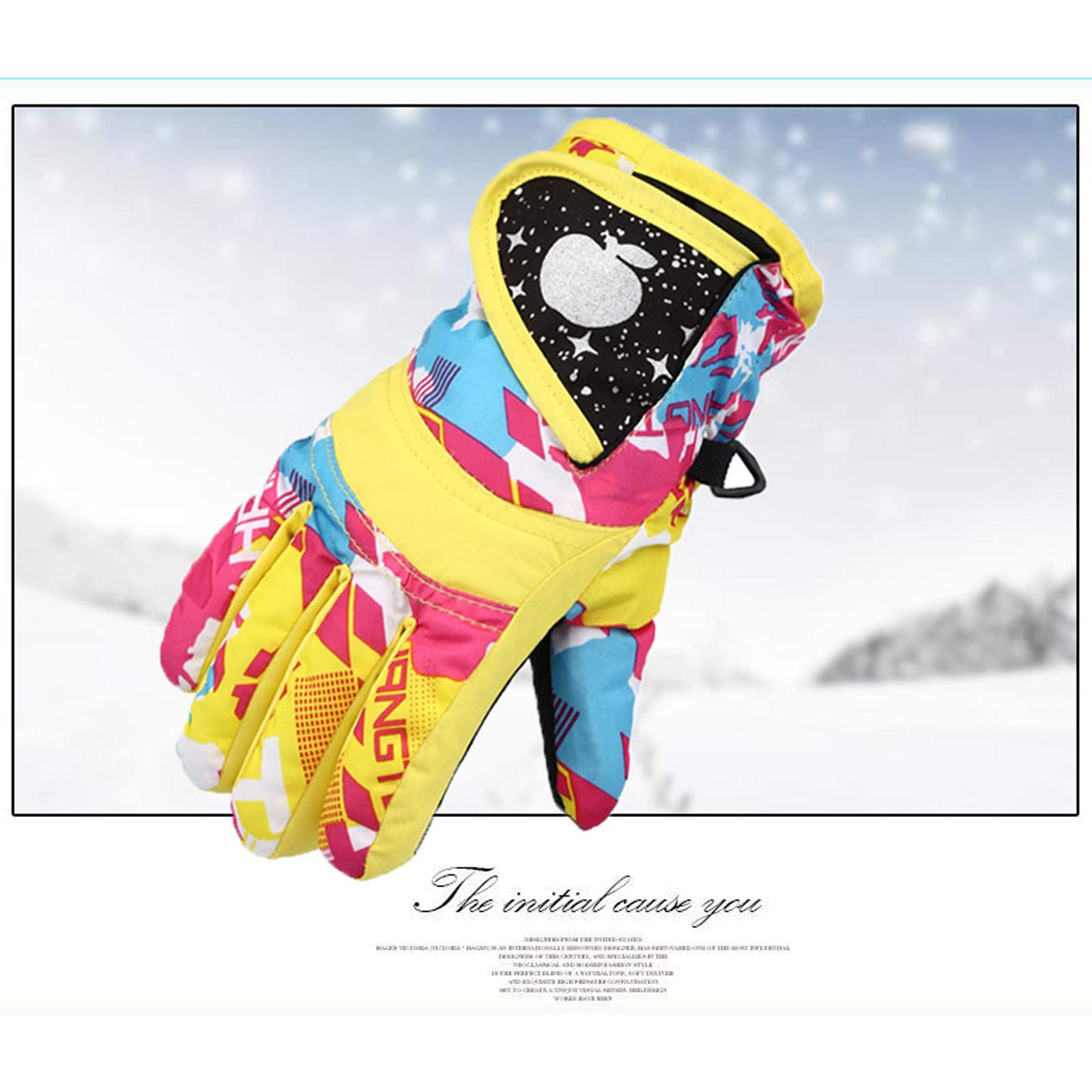Warme dünne Handschuhe, Schnee, für Outdoor, Skifahren, Sport, Kinder, Winter, winddichte Handschuhe, Fäustlinge, Jungen und Mädchen, braune Lederhandschuhe, Größe F (mehrfarbig1, Einheitsgröße) Fashion