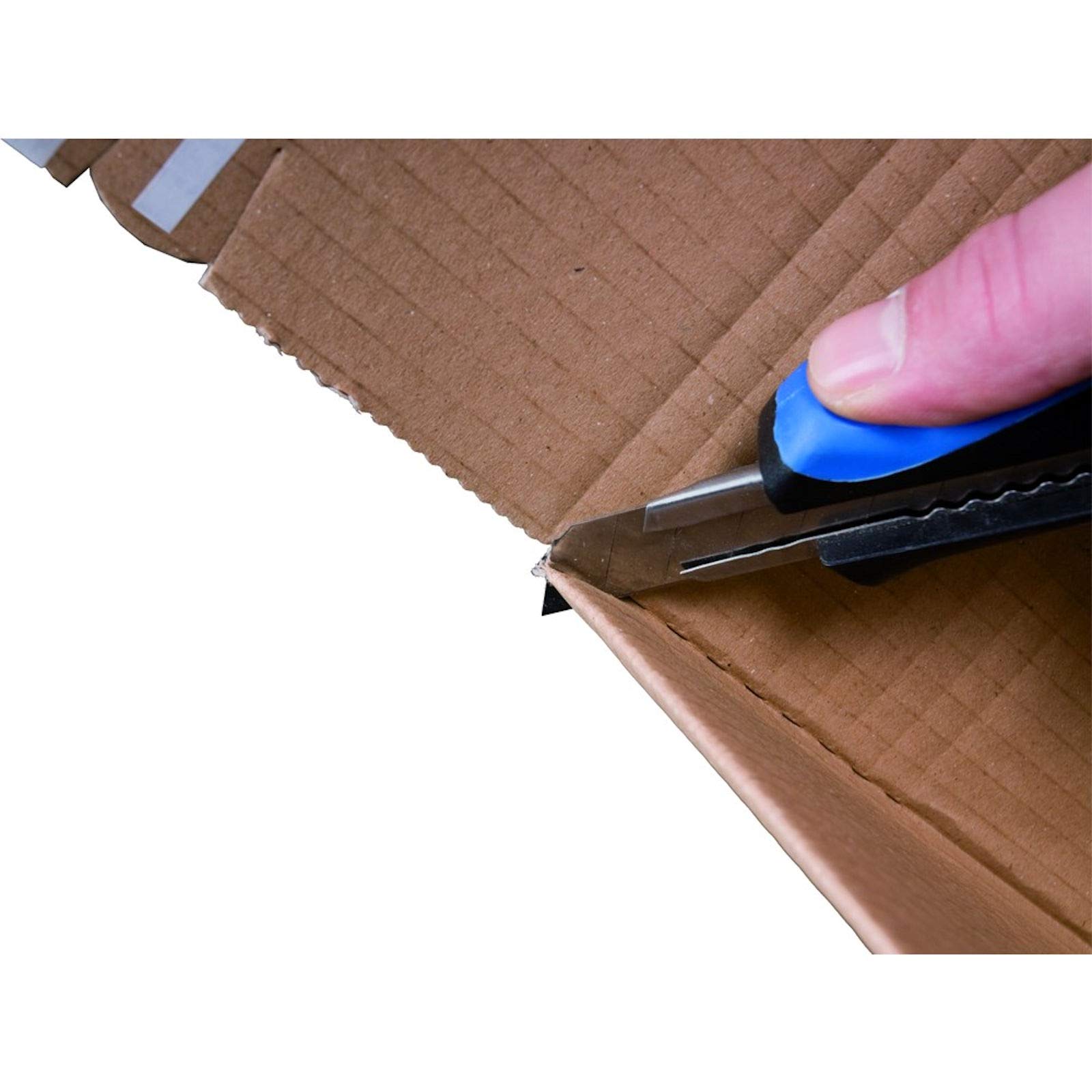 KK Verpackungen Versandkarton mit Automatikboden höhenvariabel | 100 Stück, DIN A5+, 230x165x50-115mm | Selbstklebestreifen & Aufreißfaden | Wellpappe 1.20 B-Welle Faltkarton