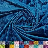 Ice Fabrics Stretch Crushed Velvet Fabric by The Yard - 60/62' Wide Soft Velvety Fabric for Sewing Apparel, Upholstery, Curtains & Decor - 250 GSM - 20% Vertical Stretch - Teal - 1 Yard