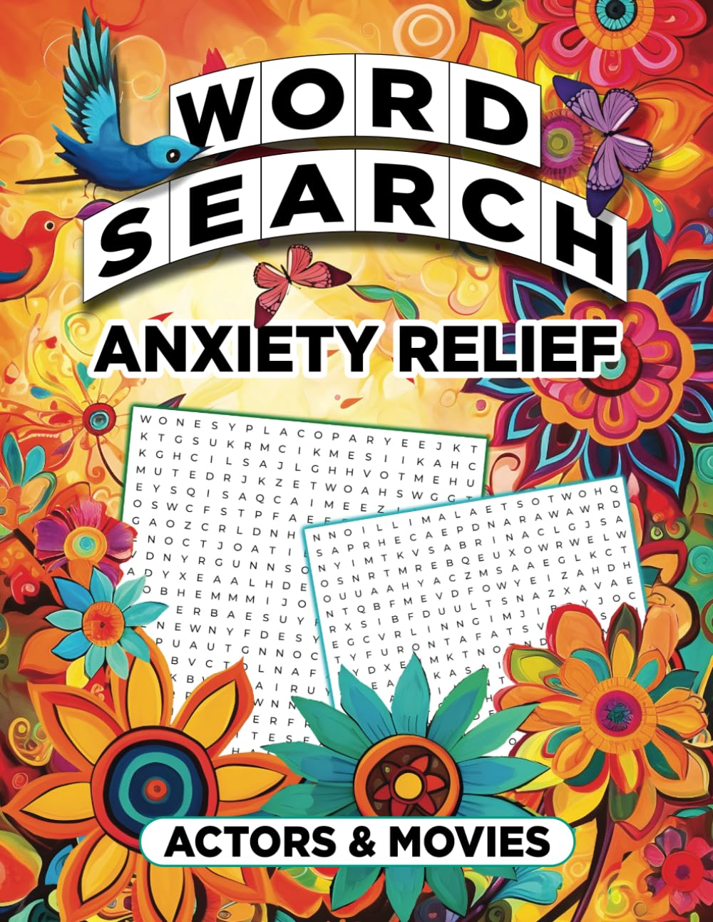Word Search Puzzles Anxiety Relief: Actors and Movies Word Search puzzle book for Adults and Teens