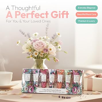 Laura Ashley Hand Cream Set - 7 Piece Hand Lotion Collection for Women, Travel Size Moisturizing Lotion for Dry Skin with Rose, Lavender, Magnolia & Floral Scents - 30ml Each