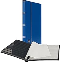 Vista 16 de LIGHTHOUSE - Libro de libros de tapa dura "BASIC" para sellos, 64 páginas de cartulina negra A4 con tiras transparentes y bisagras de lino dobles