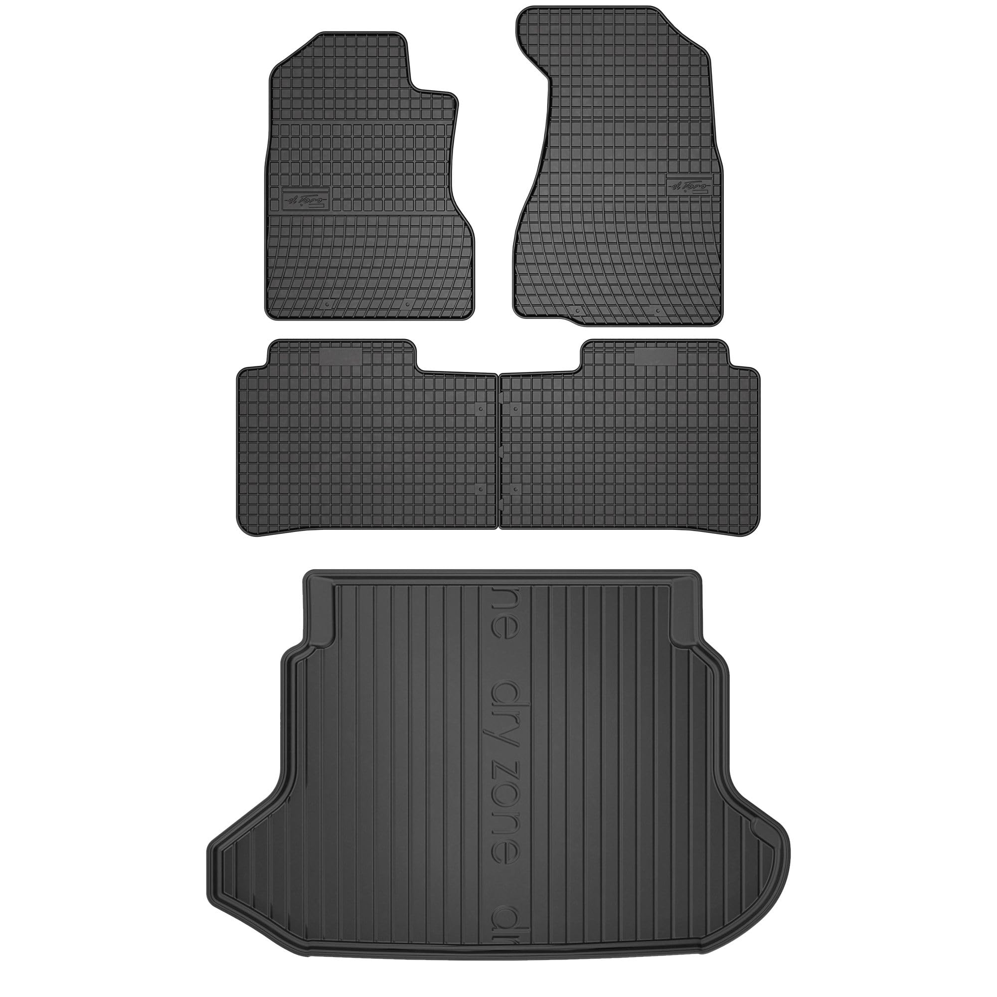 MOTOS Set de Alfombrillas de Goma y Alfombrillas de Maletero para Honda CR-V II 2001-2006 Mejora la Comodidad de Tus Viajes con la Alfombrilla Antideslizante para Coche ElToro- Alfombrillas para Todo