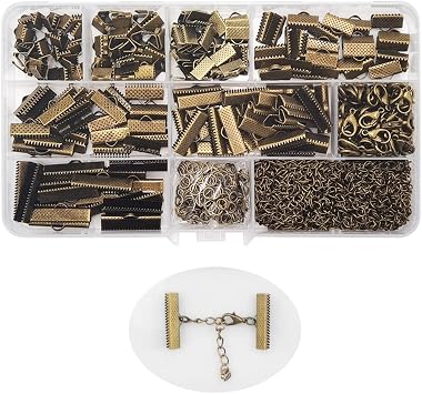 INSPIRELLE 100 Sets Assorted Size Bronze Ends Crimps Kit