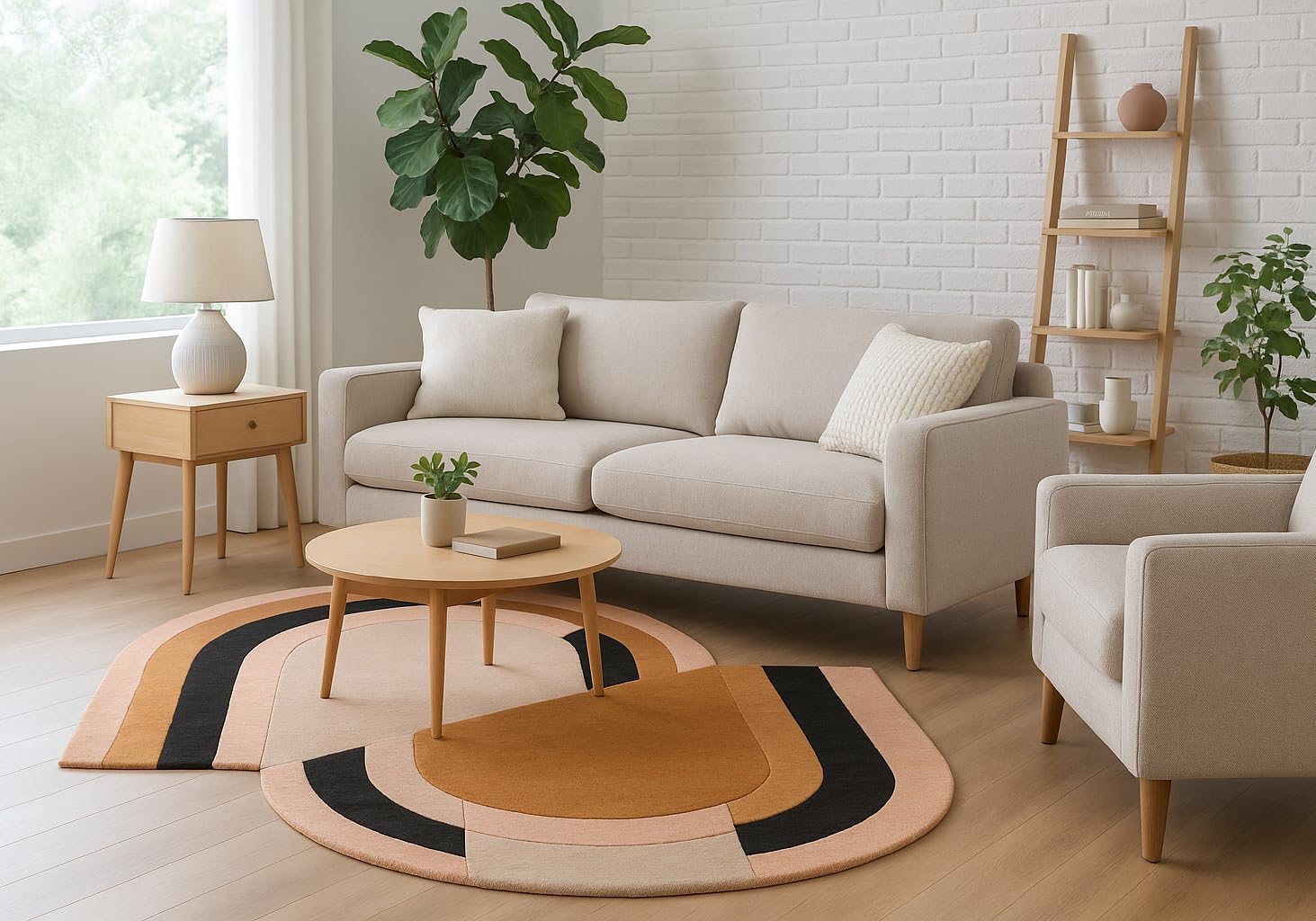 Modern Irregular Shape Wool Area Rug | Geometric Pattern, Hand-Tufted with 100% Wool | Perfect for Living Room, Bedroom & Home Decor (Multi 1, 4' x 5')