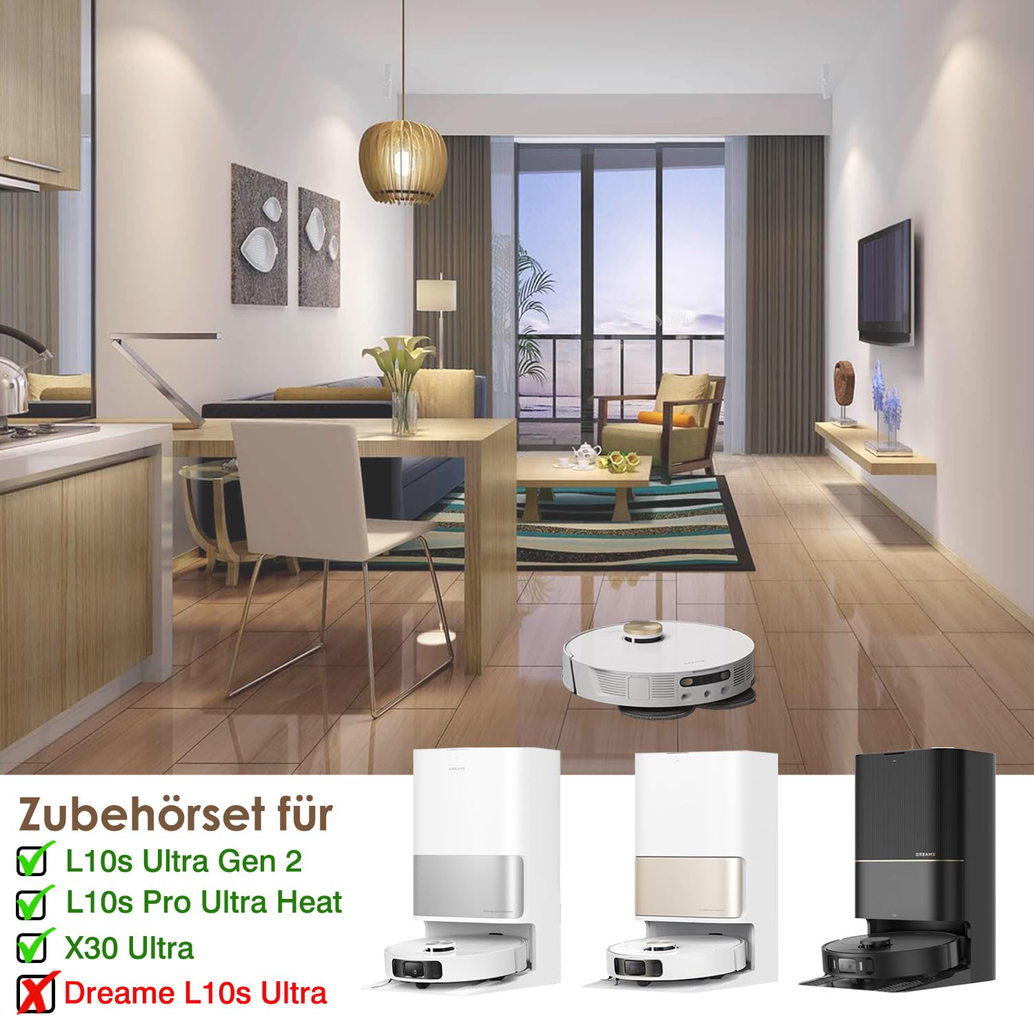 Zestaw akcesoriów do Dreame L10s Ultra Gen 2 / L10s Pro Ultra Heat/ X30 Ultra/MOVA E30 Ultra, JKOISL 2 x szczotki rolkowe, 6 x worki, 4 x ściereczki do mopów, 6 x szczotki boczne, 2 x filtry