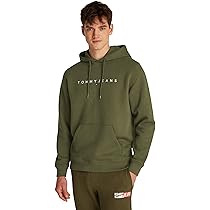 Tommy Jeans Tjm Reg Linear Logo Hoodie Ext Dm0Dm20746, Felpa con Cappuccio, Uomo, Verde (Fatigue Green), XS