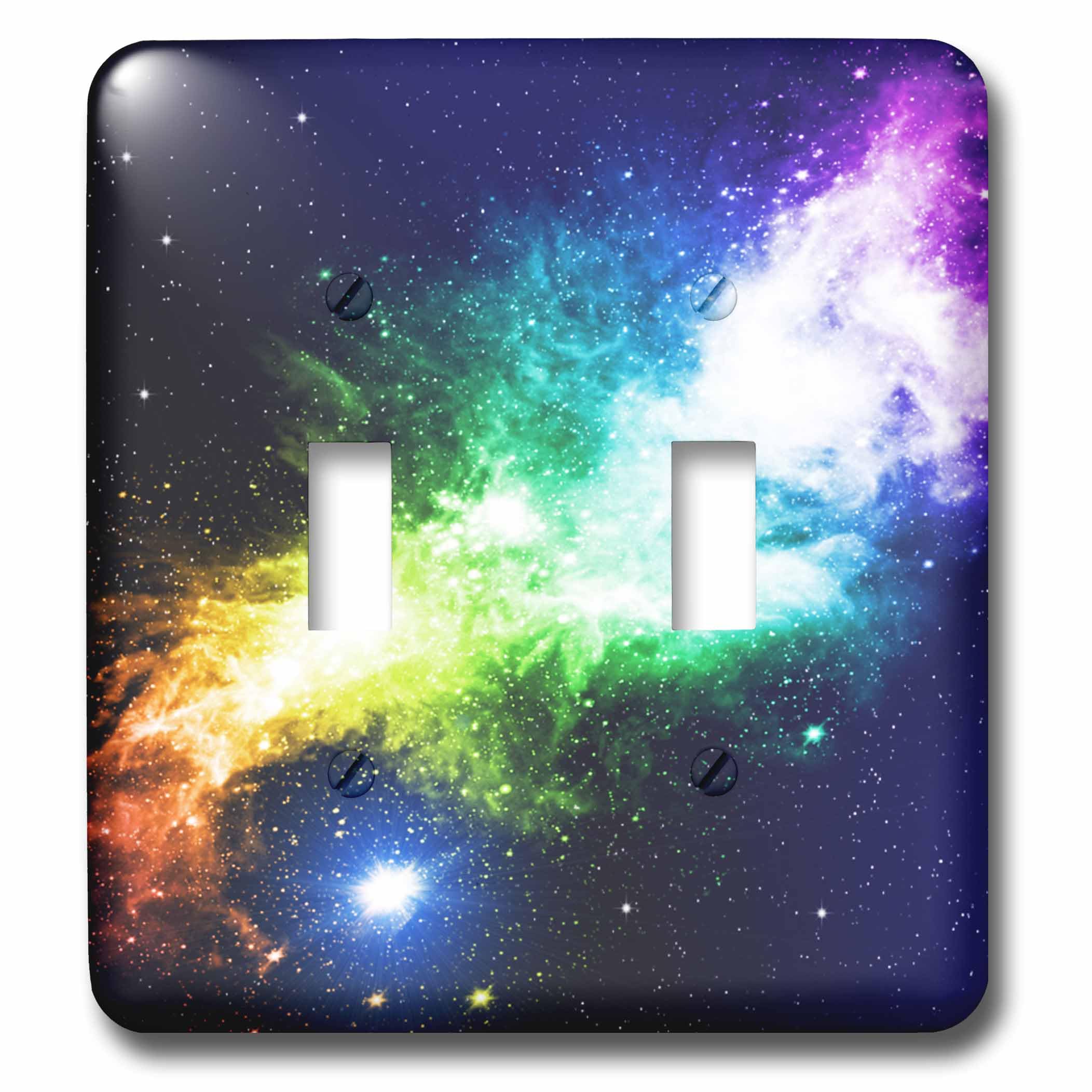 Plaque double interrupteur à bascule Galaxy et Nebula imprimée astronomie 3dRose