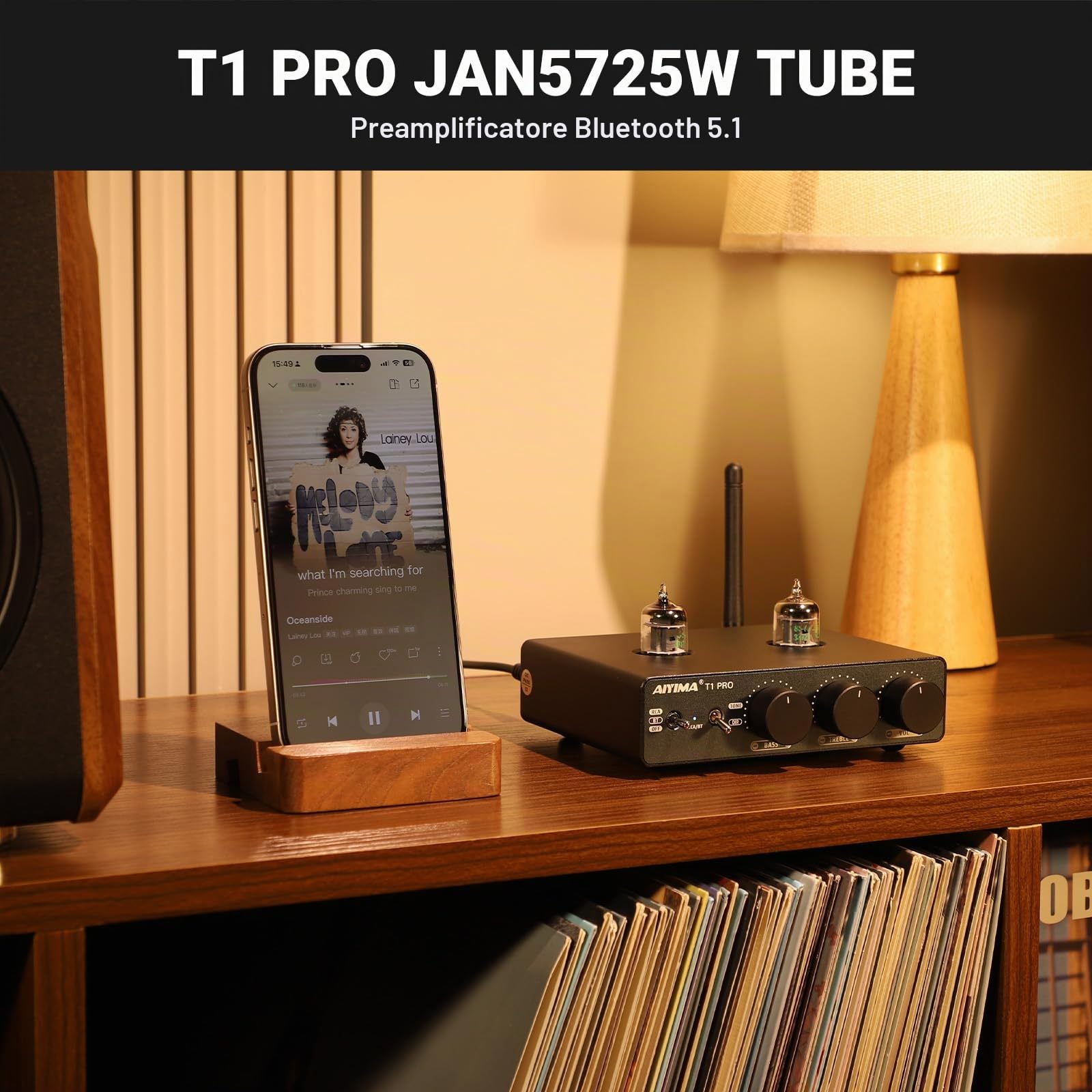 AIYIMA T1PRO Preamplificatore Tubo Audio Domestico Bluetooth 5.1 QCC3040 APTX-HD Regolatori Bassi Uscita Trigger