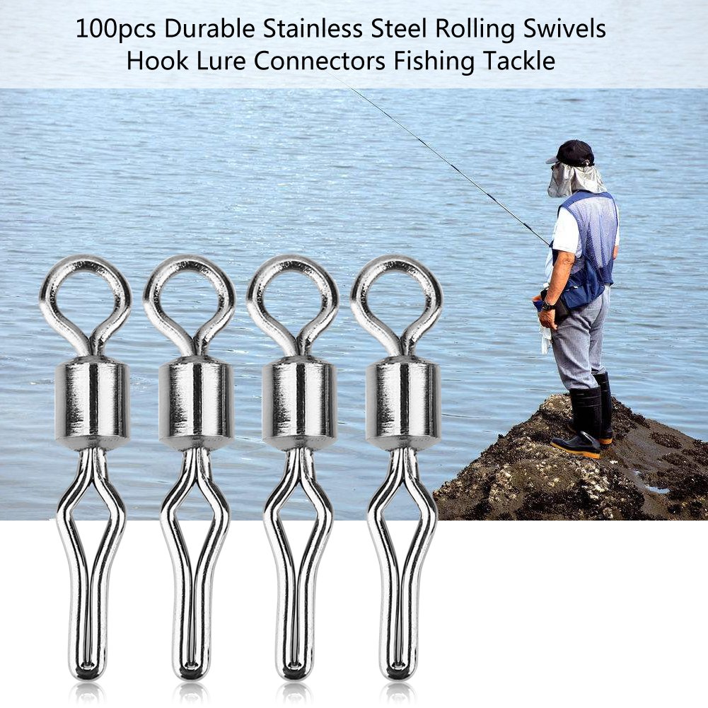 Vbestlife 100 Girelle Da Pesca In Acciaio Inox - Rotanti Anti-Ruggine Per Esche E Ami - Taglie 6# 7# 8# 10#