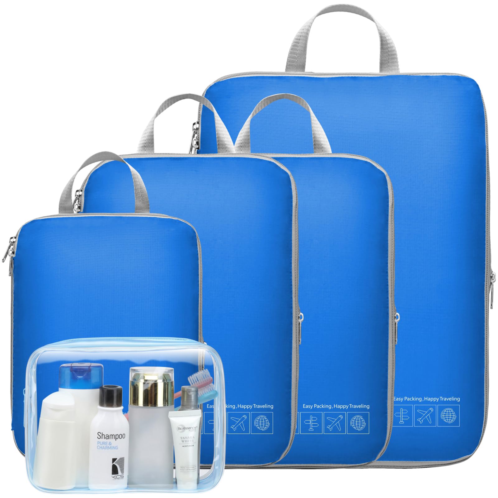 Compression Packing Cubes for Travel Women - Lightweight Luggage Organizers Bag Packing Cubes for Carry on Suitcases