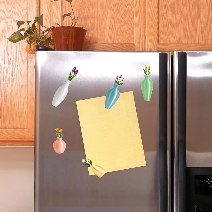 Chaofatchoy Mini Vase Magnets for Fridge - Set of 5 Cute Ceramic Magnetic Vases with 5 Artificial Flowers, Small Decorative Magnet Vases for Refrigerator, Kitchen, Office : Amazon.co.uk: Home & Kitchen