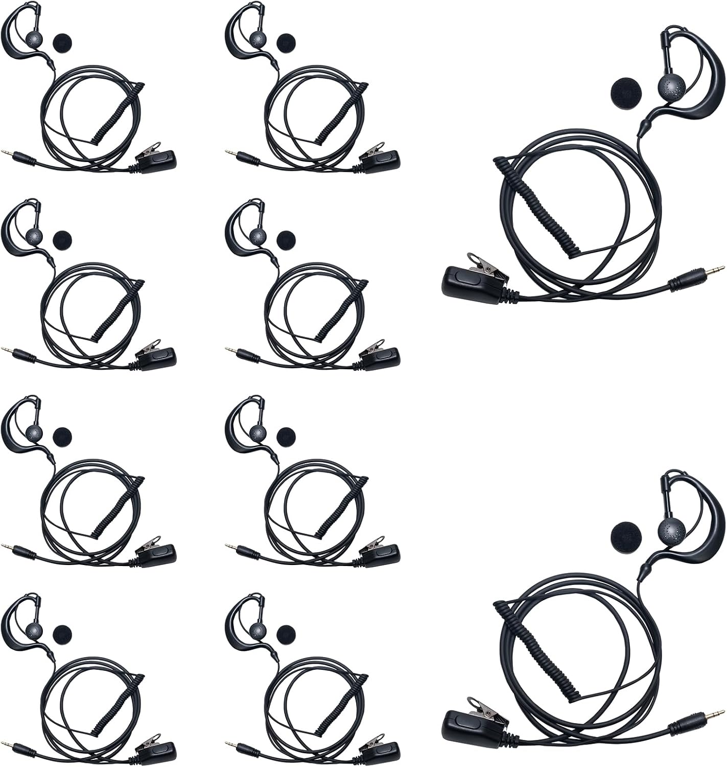 G Shape Earpiece with Mic PTT Walkie Talkie Headset Compatible with Microtalk PX650 Cxt195 PX655 ACXT145 Cx112 RX385 RX685 ACXT1035r ACXT545 Two Way Radio 10Pack