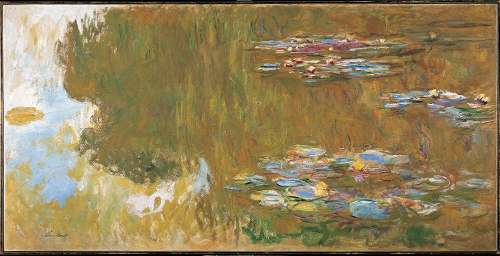 Tableau Monet Le Bassin aux Nymphéas grand format cadre noir de qualité musée