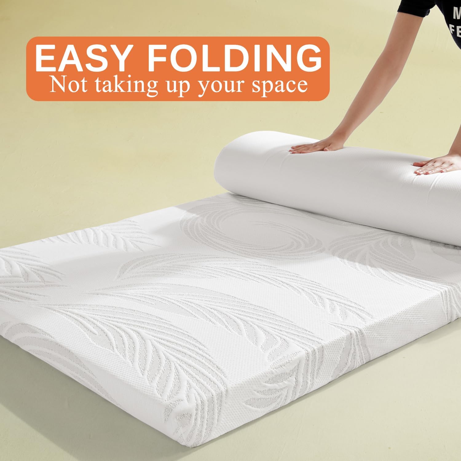 White/5cm,120x200cmFULL, Memory Foam Futon Mattress Japanese Floor Mattress Topper Thick 5Cm with Dustproof Bed Cover Sleeping Mat Dormitory Mattress Pad Foldable Tatami Mat Camping Mattress