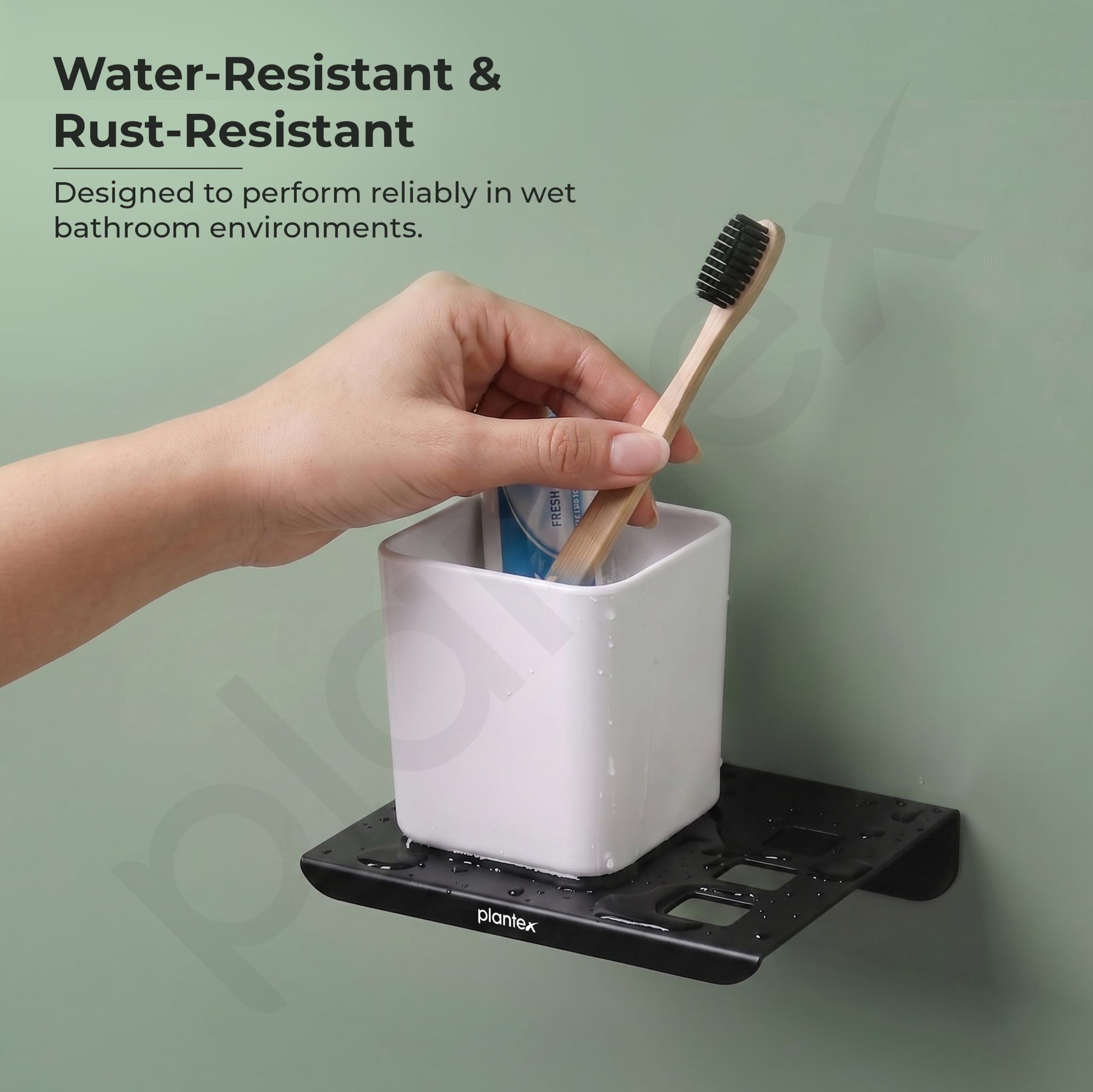 Plantex Stainless Steel with ABS Material Tumbler Holder/Tooth Brush Holder/Organizer/Bathroom Accessories - (Matt Black) 3