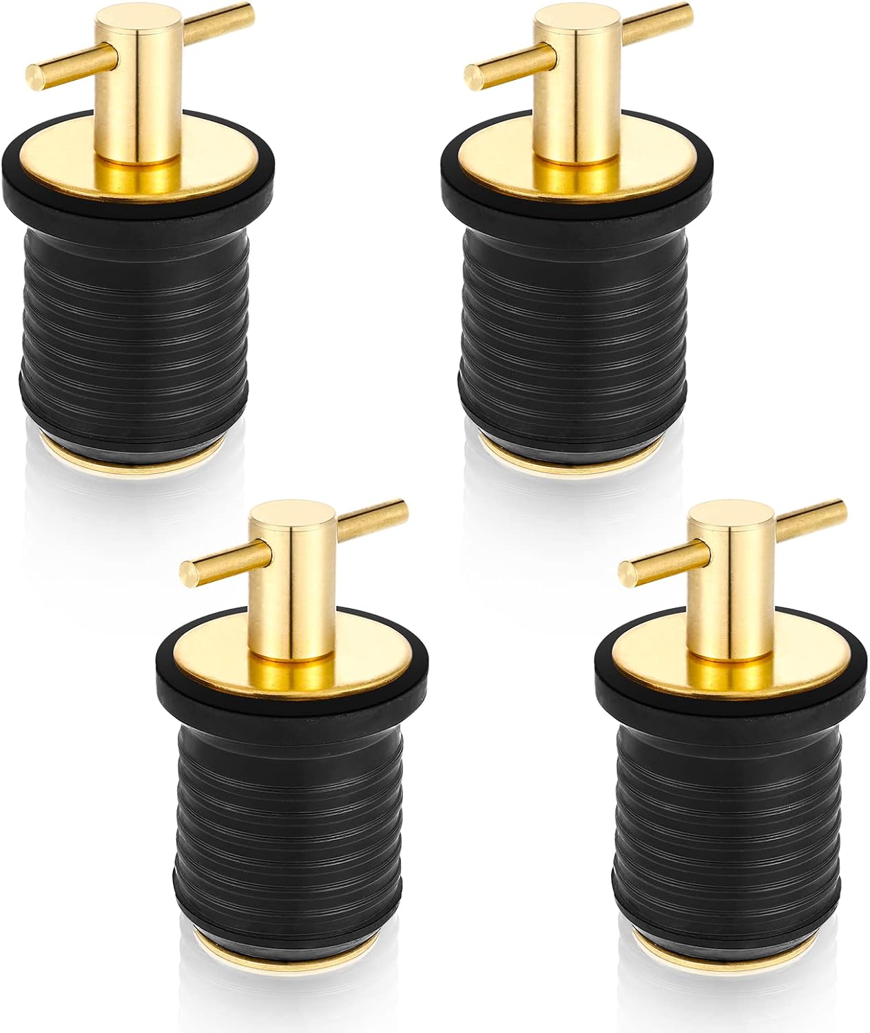 Amyhill 4 Pcs T Handle Boat Plug for 1 Inch Diameter Drain Boat Twist-Turn and Seal Design Marine Rubber Plug Accessories for Yachts Kayaks Ferries Breakwaters