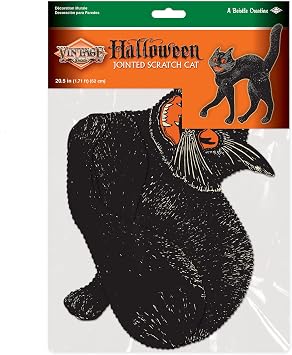 Beistle Scary Cat Cut Out Vintage Halloween Party Decorations, 20.5, Black/Orange/White