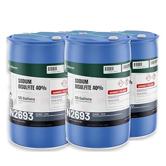 Alliance Chemical Sodium Bisulfite 40% - 4 x 55 Gallon Drums Industrial Cleaning, Water Treatment, and Liquid Chlorine Neutralization