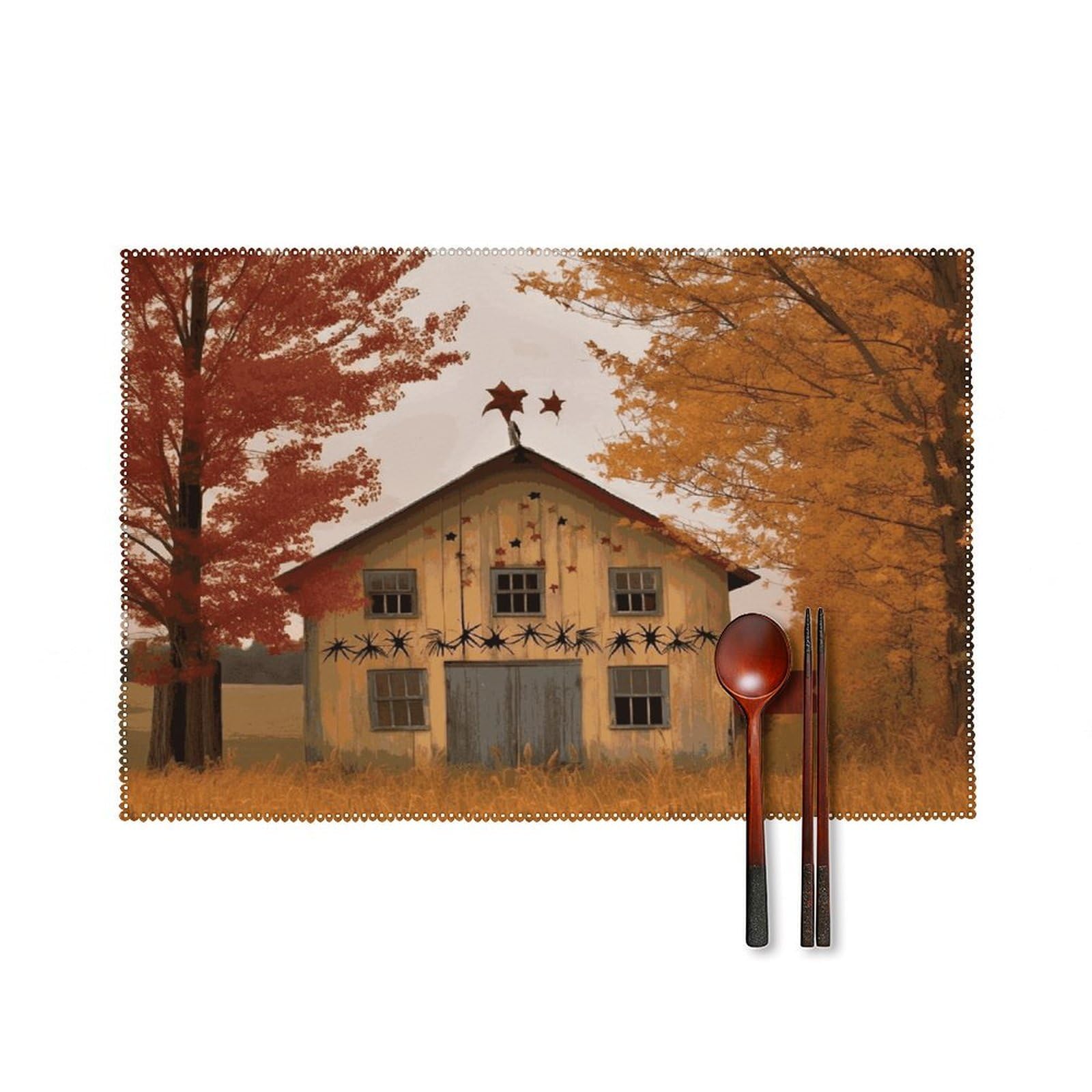 Fodpand Style Fall Country Barn Placemats Set Of 4 Place Mats Table Mats