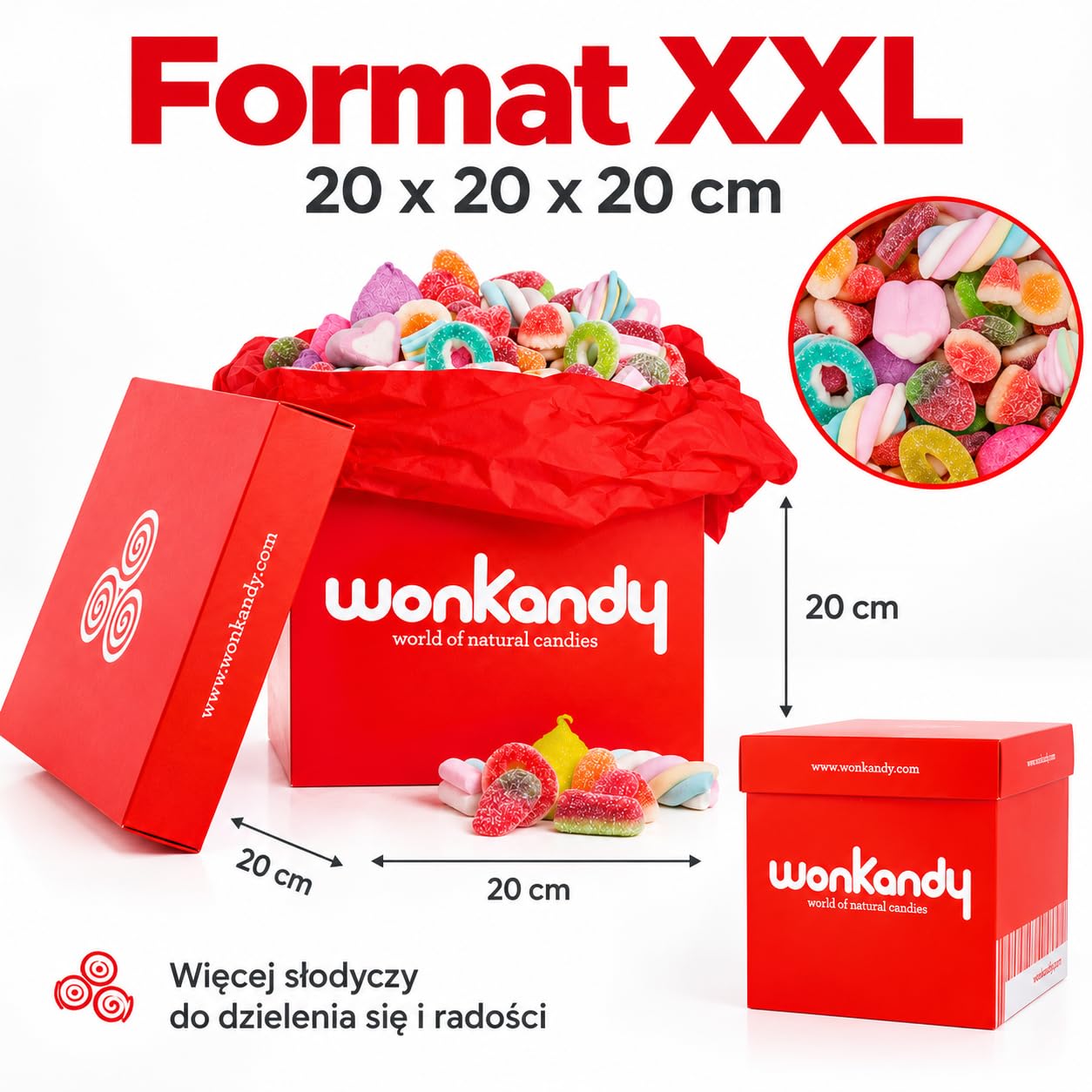 Wonkandy Caja Roja XXL 3 kg Pudełko Prezentowe ze Słodyczami