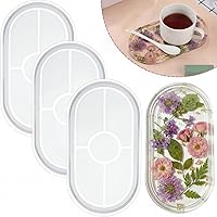 WILLBOND 3-Pack 7'' Oval Silicone Resin Tray Molds for Epoxy Jewelry Crafts, Home Decor - Durable Easy-Release DIY Casting Molds