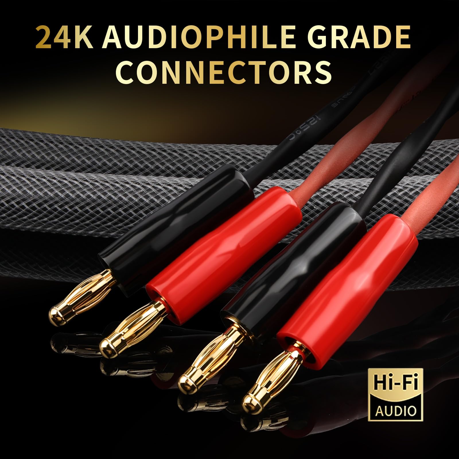 Cable de altavoz HiFi de 12 AWG, núcleo de cobre sin oxígeno 6N con trenzado de nailon (6 N, 2,5 m)