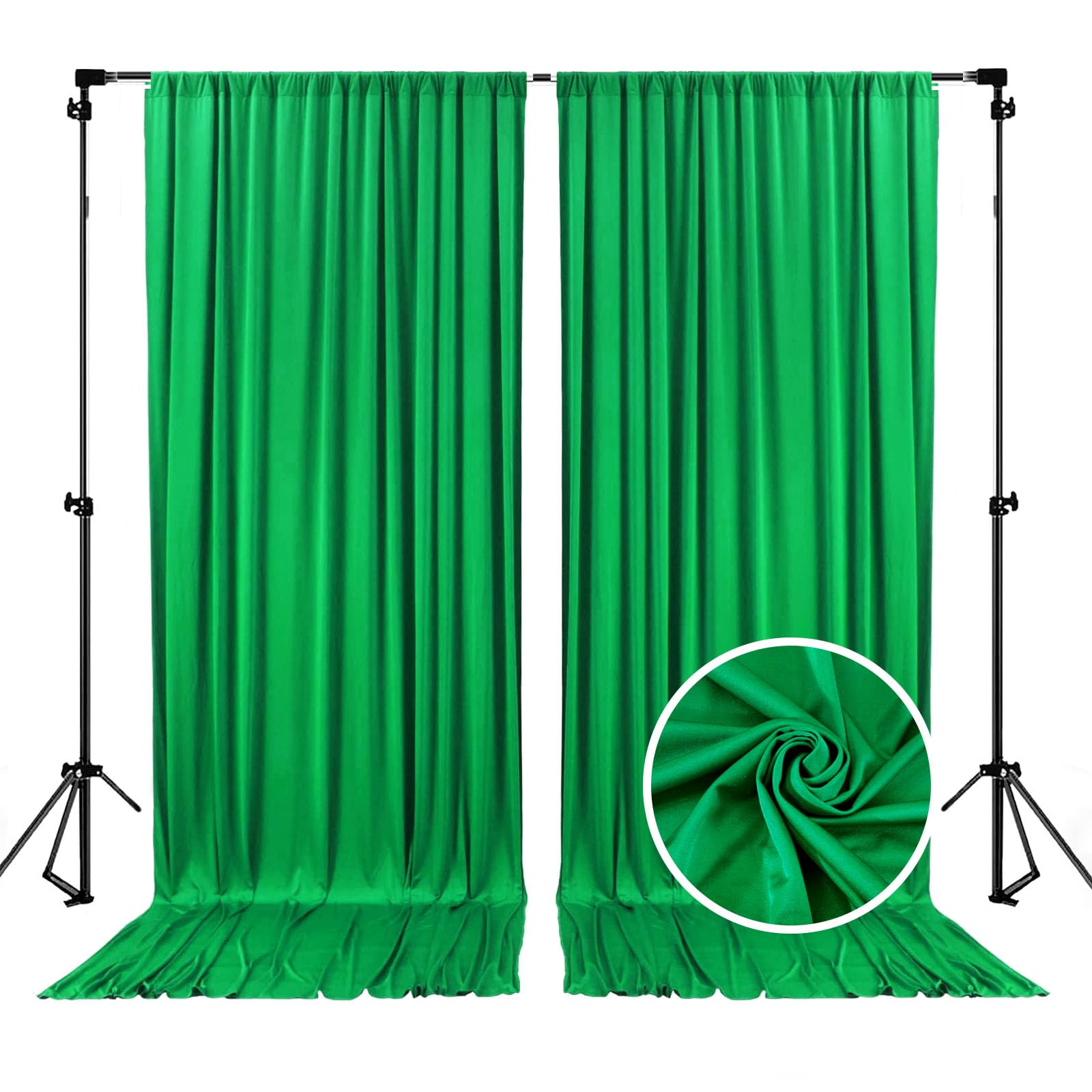 10 x 10 Feet Grass Green Backdrop Curtain for Partie, Background Curtains for Photoshoot, Birthday, Wedding, Valentine's Day, Mardi Gras, New Year Party Decorations 5Ft x 10Ft, 2 Panels