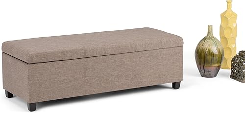 Miniatura 57 de Otomana rectangular de almacenamiento de cuero sintético Simpli Home Avalon., Madera, Gris pizarra Pizarra gris,Crema Satinado,Tanners Marrón,Negro