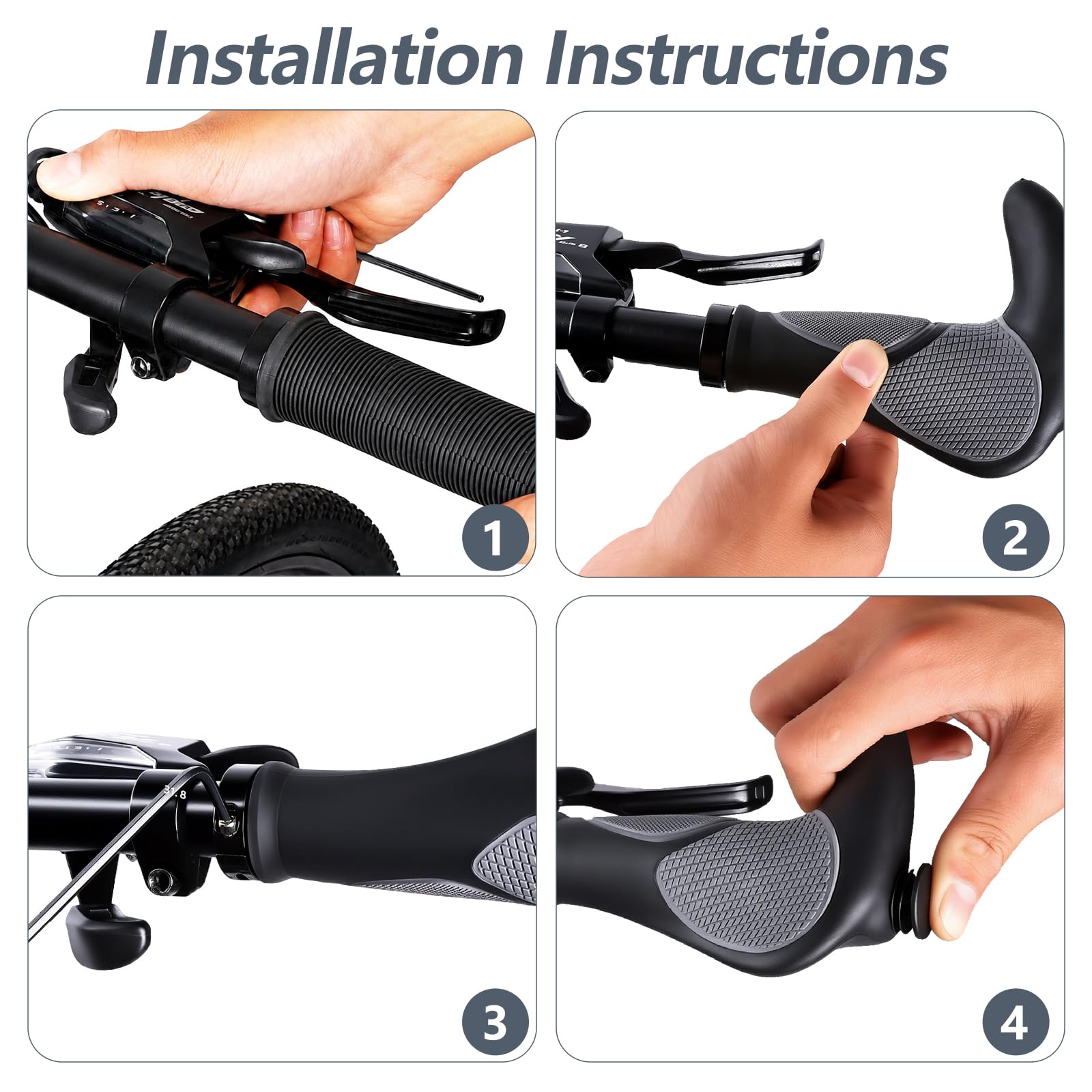 Uniwersalne uchwyty rowerowe o średnicy 22,2 mm, ergonomiczne, łatwe w instalacji, amortyzujące wstrząsy, pasują do roweru górskiego, roweru składanego, roweru szosowego, roweru elektrycznego