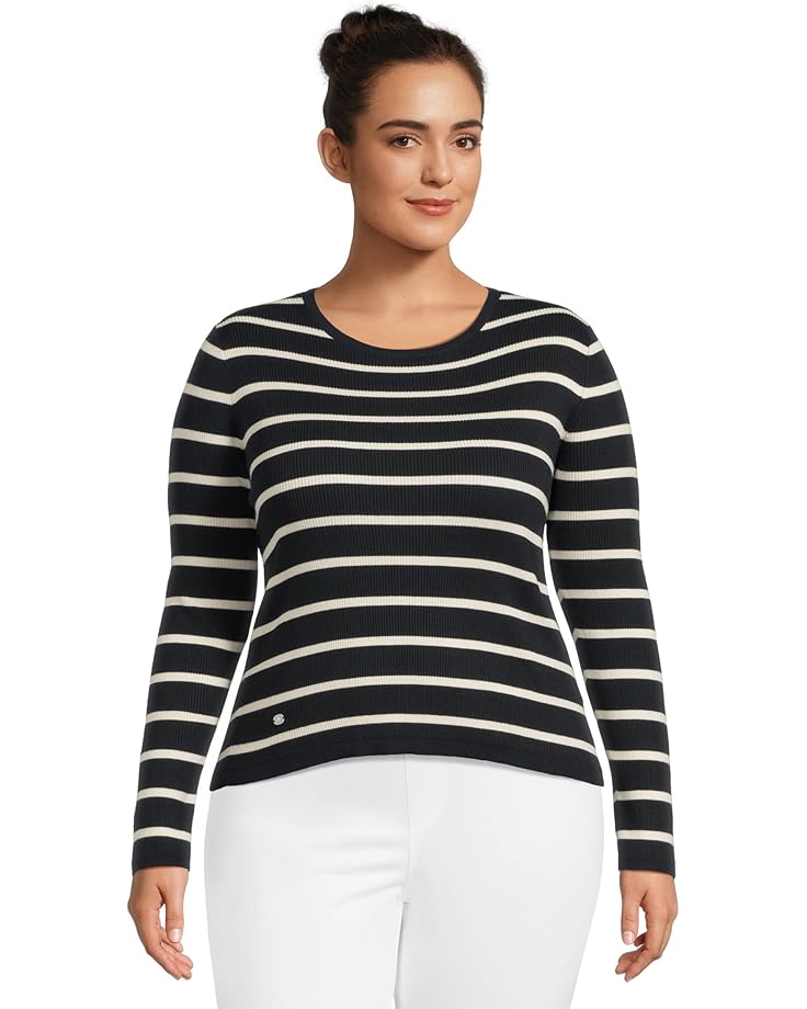 Lauren Ralph Lauren Striped Rib-Knit Crew Neck Sweater - Main View