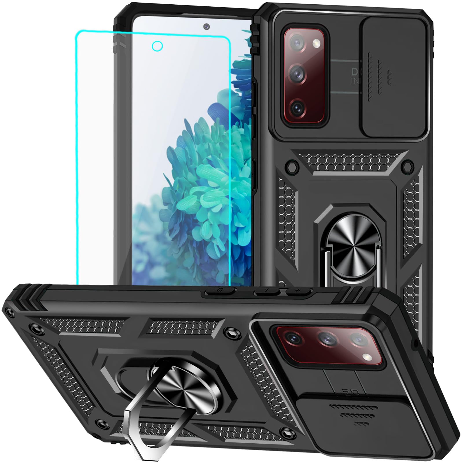 HNHYGETE for Galaxy S20 FE 5G Case with Screen Protector: [Military Grade 20ft. Drop Tested] Ring Shockproof Protective Phone Case for -Samsung Galaxy
