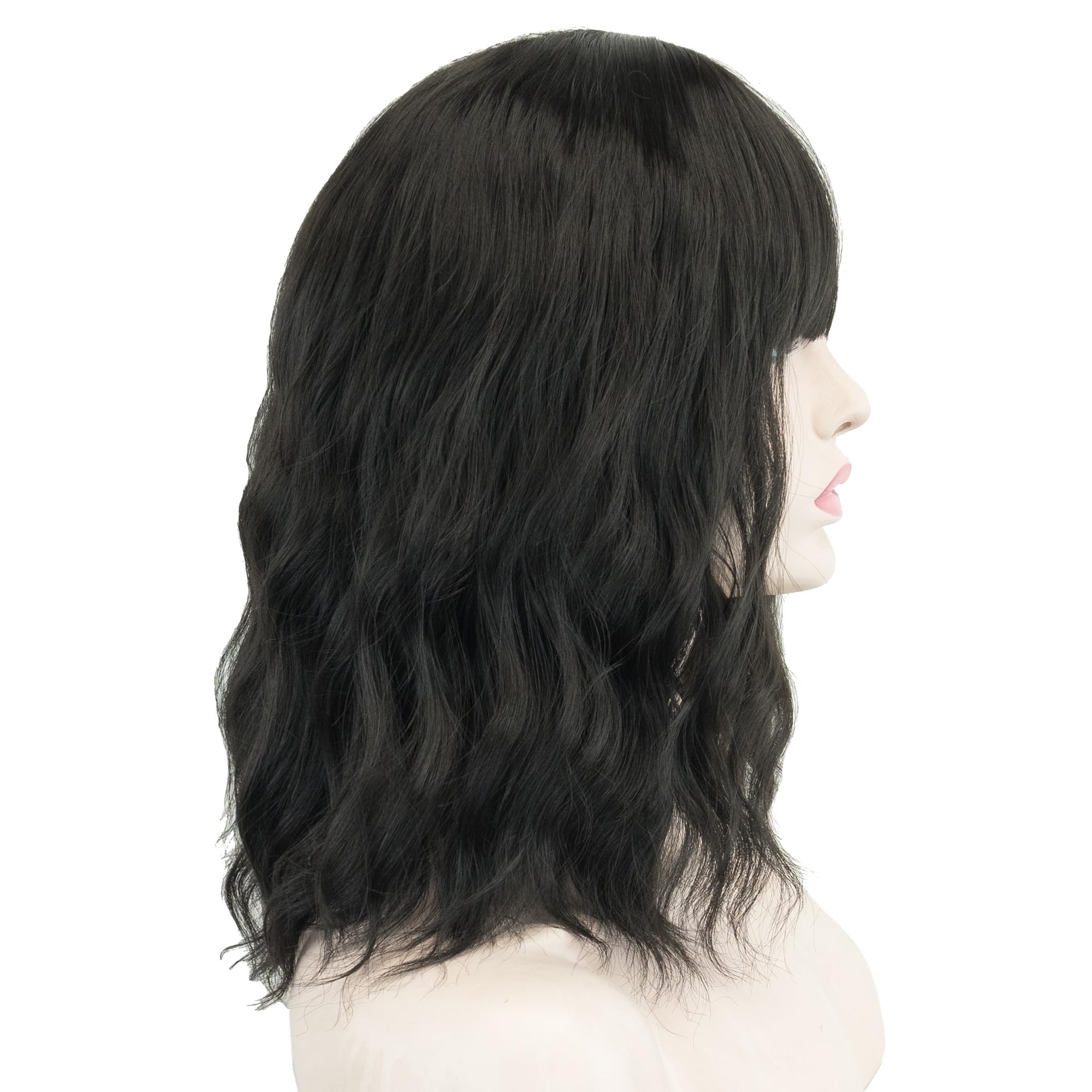 IMISSU Short Kinky Curly Wig Afro Hair Cosplay Wigs with Bangs Costume Headwear for Women (Black) - Image 3