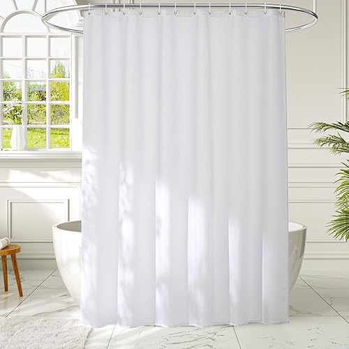 Furlinic Forro de cortina de ducha impermeable de poliéster blanco de 72 x 72 pulgadas, forro de tela de secado rápido con dobladillo pesado, 12