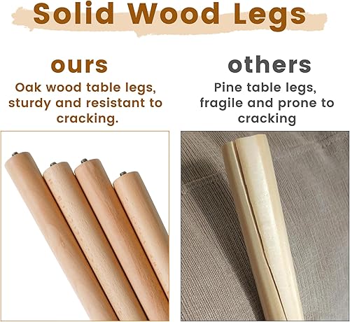 Miniatura 4 de Mesa auxiliar de 2 niveles con patas de madera maciza, mesa auxiliar pequeña, mesita de noche bohemia con estante de almacenamiento, mesita de noche