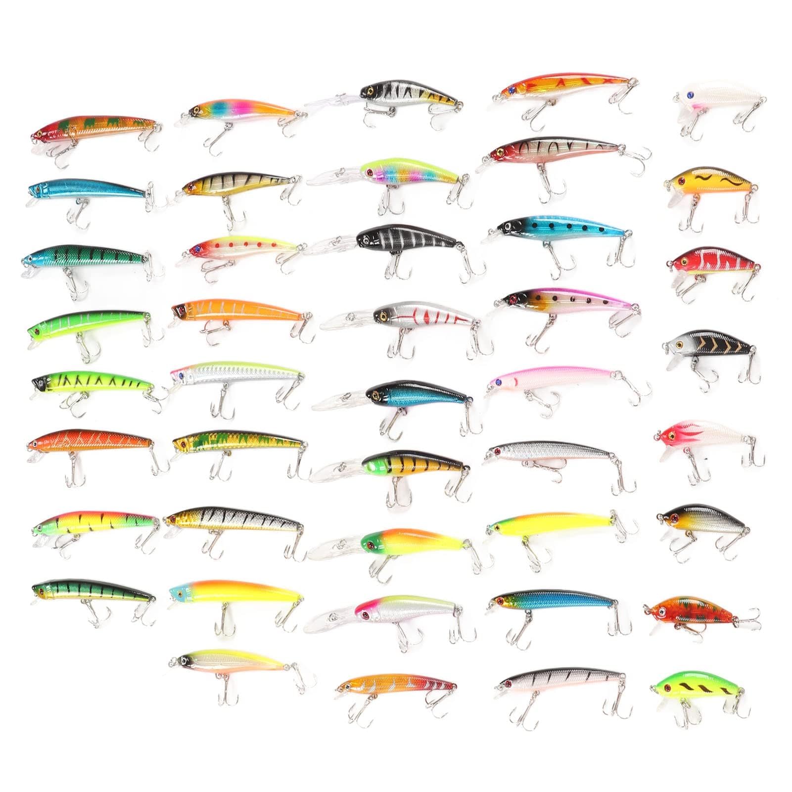 43-teiliges Angelköder-Set, Wiederverwendbares Minnow-Angelköder-Set, Universelles Angelköder-Set, Wiederverwendbare Salzwasser-Angelköder, Für Süßwasser-Salzwasser, Angelzubehör