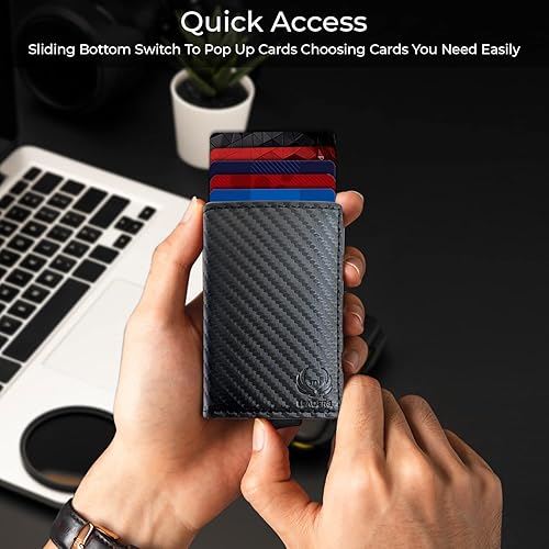 Miniatura 3 de Cartera delgada con bloqueo RFID, cartera de cuero con bloqueo RFID, billetera desplegable automática, billetera triple de aluminio, cartera para