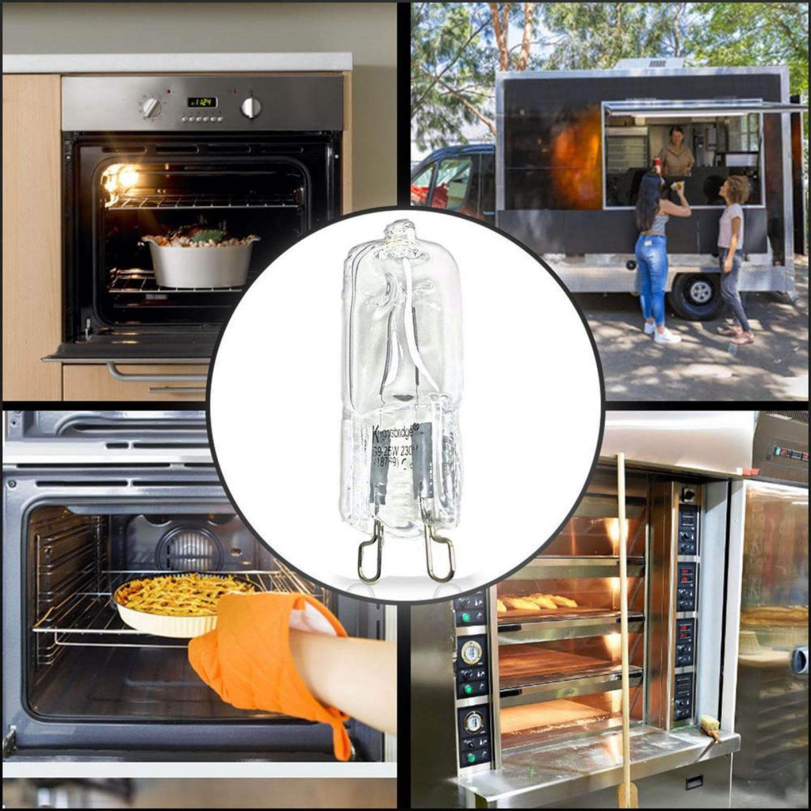 Lampada Alogena Durevole Resistente Alle Alte Temperature Della Luce Del Forno G9 Per I Ventilatori Dei Forni Dei Frigoriferi 40W 500℃ Lampadina A Spillo,40W 220V,2 Pz