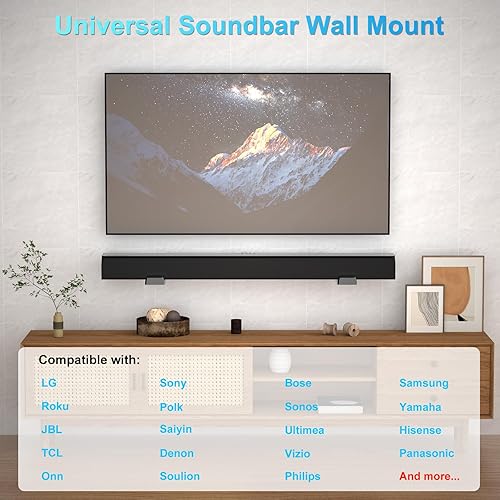 Miniatura 2 de Soporte de pared para barra de sonido para Samsung, Bose, Vizio, LG, Sony, JBL, Sonos y más soportes de barra de sonido debajo del televisor,