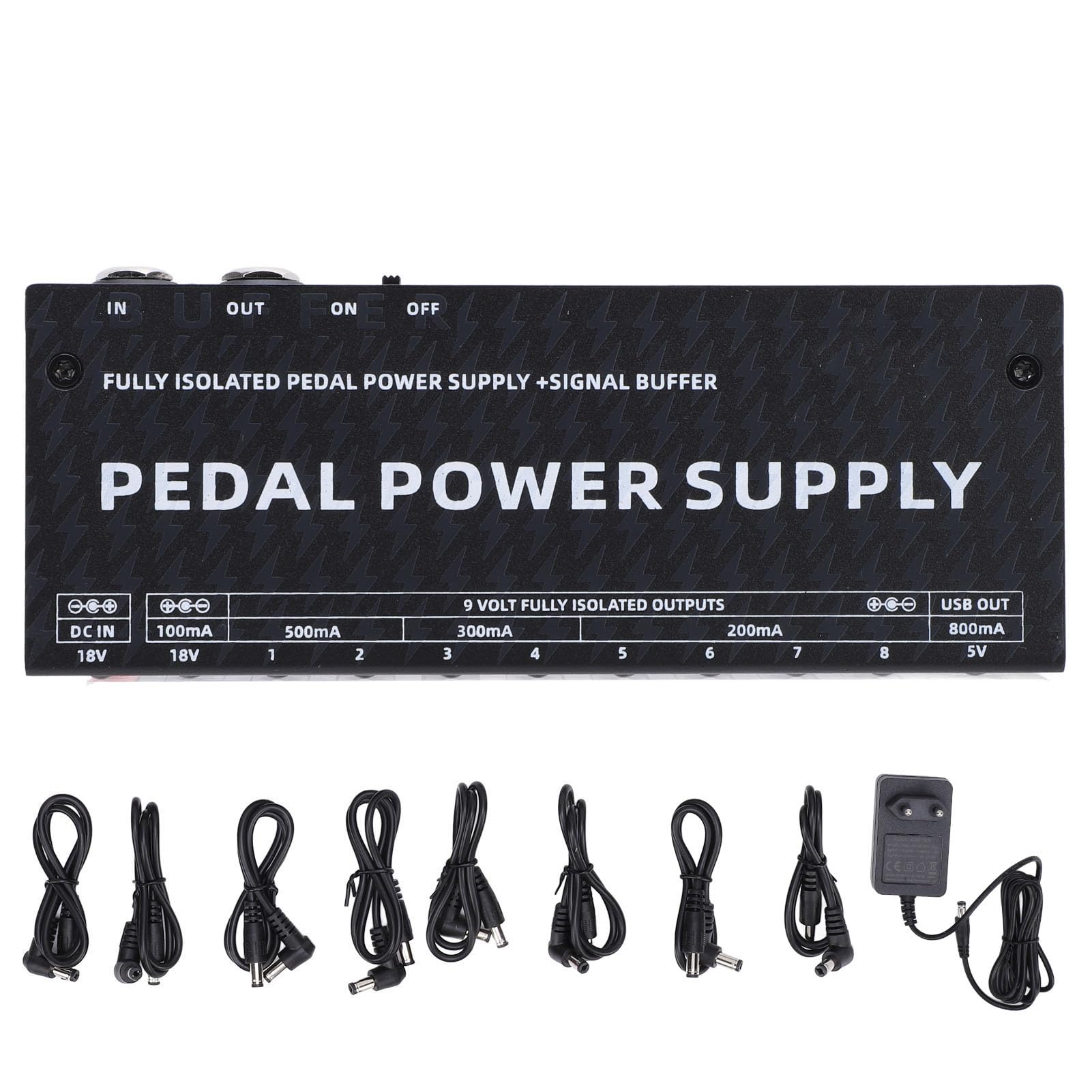 Alimentatore a pedale per chitarra, indicatore LED per dispositivi 9V 18V per esercizi di potenza (spina UE)