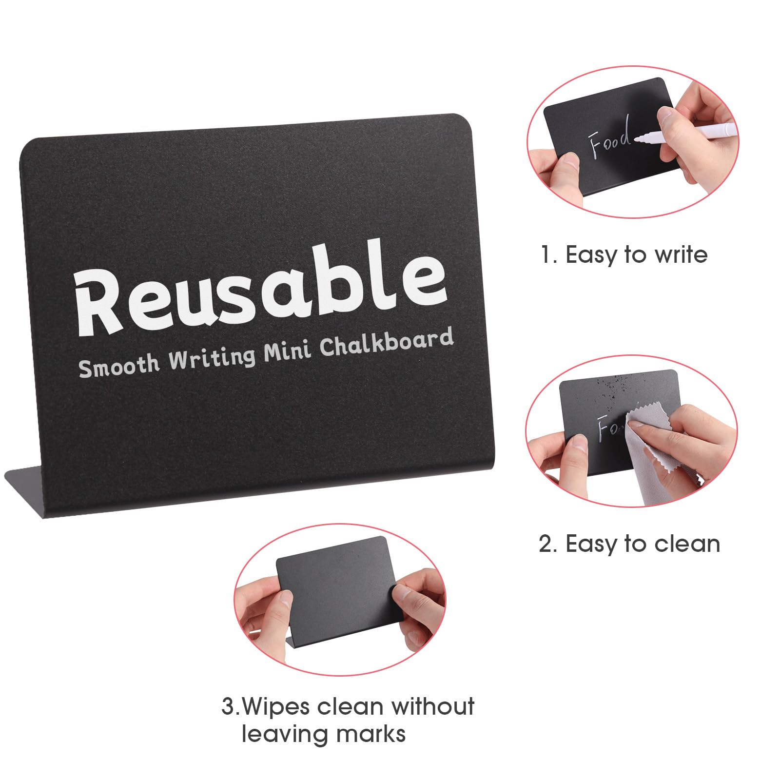 Xiaoyztan 6-Pack Erasable Mini L-Shaped Chalkboards - 5x3.95 Inch Matte White Standing Buffet Menu Signs For Restaurants, Weddings & Parties