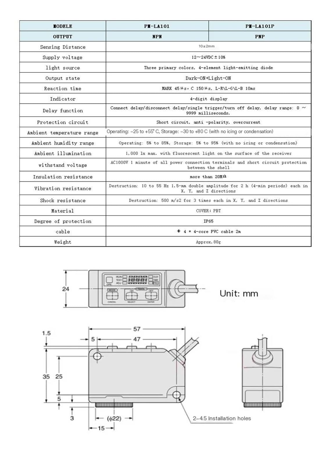 PM-A101 Farbsensor Farberkennungsmarkierung Digitale Markierungsübertragung Optischer fotoelektrischer Sensor(PM-A101-25mm)