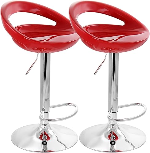 Elama Moderno taburete de bar ajustable retro de 2 piezas con base cromada