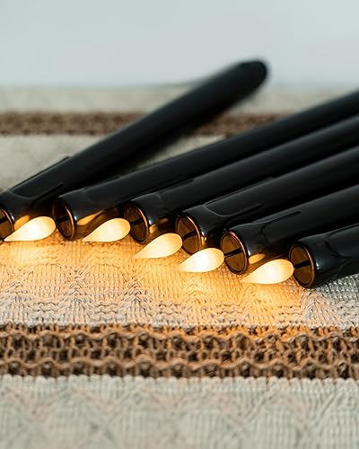 Miniatura 5 de Homemory Velas cónicas negras sin llama parpadeantes, sin control remoto, velas cónicas de 9.6 pulgadas que funcionan con pilas, 6 candelabros LED