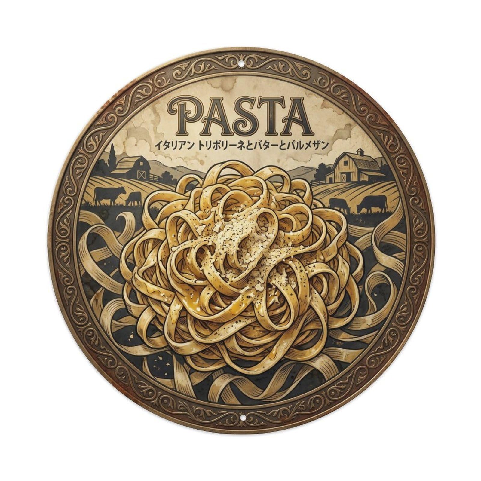 Mediterranean Cuisine Italian Pasta European Food Retro Metal Tin Sign