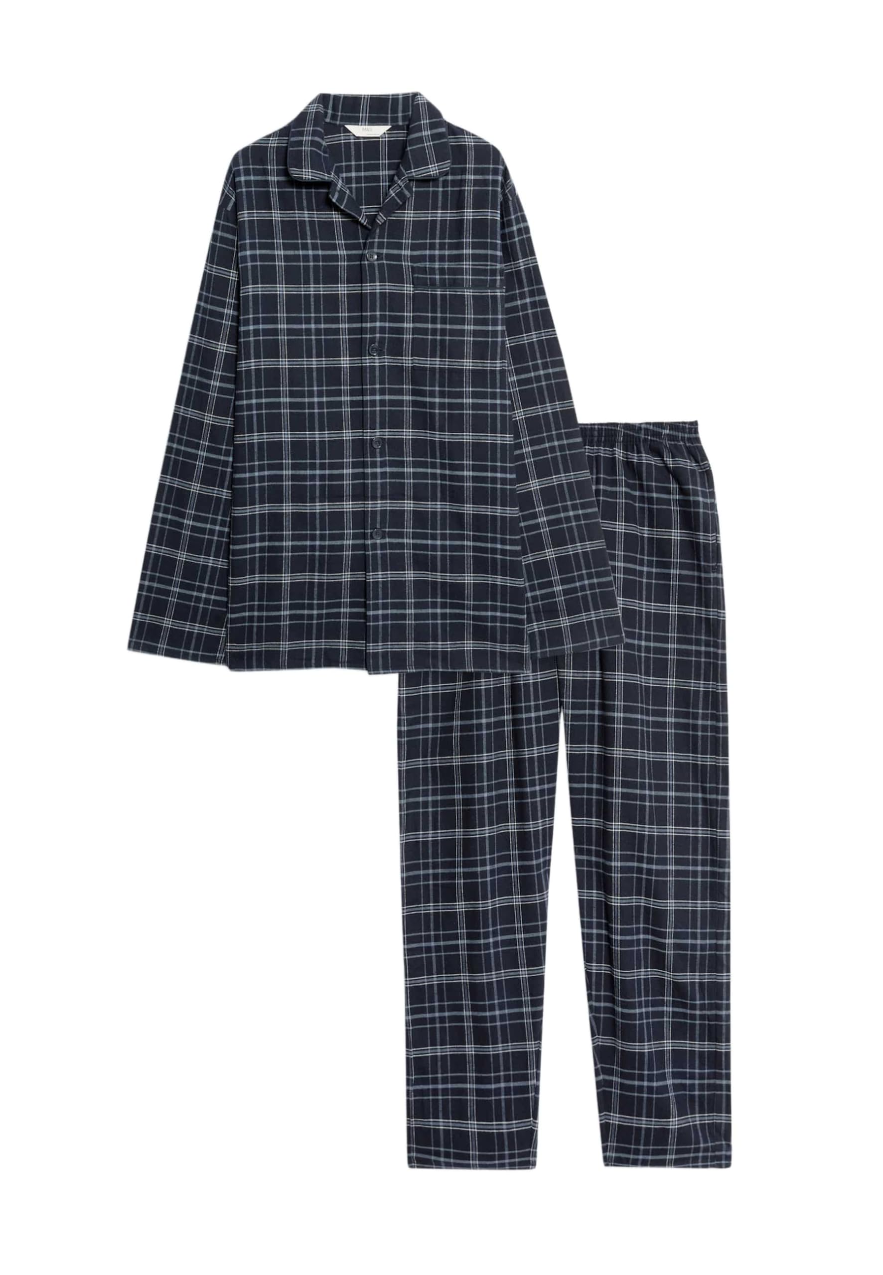 Marks & Spencer Uomo Pigiama a Quadri in Puro Cotone Spazzolato – vestibilità Regolare – con Tasche