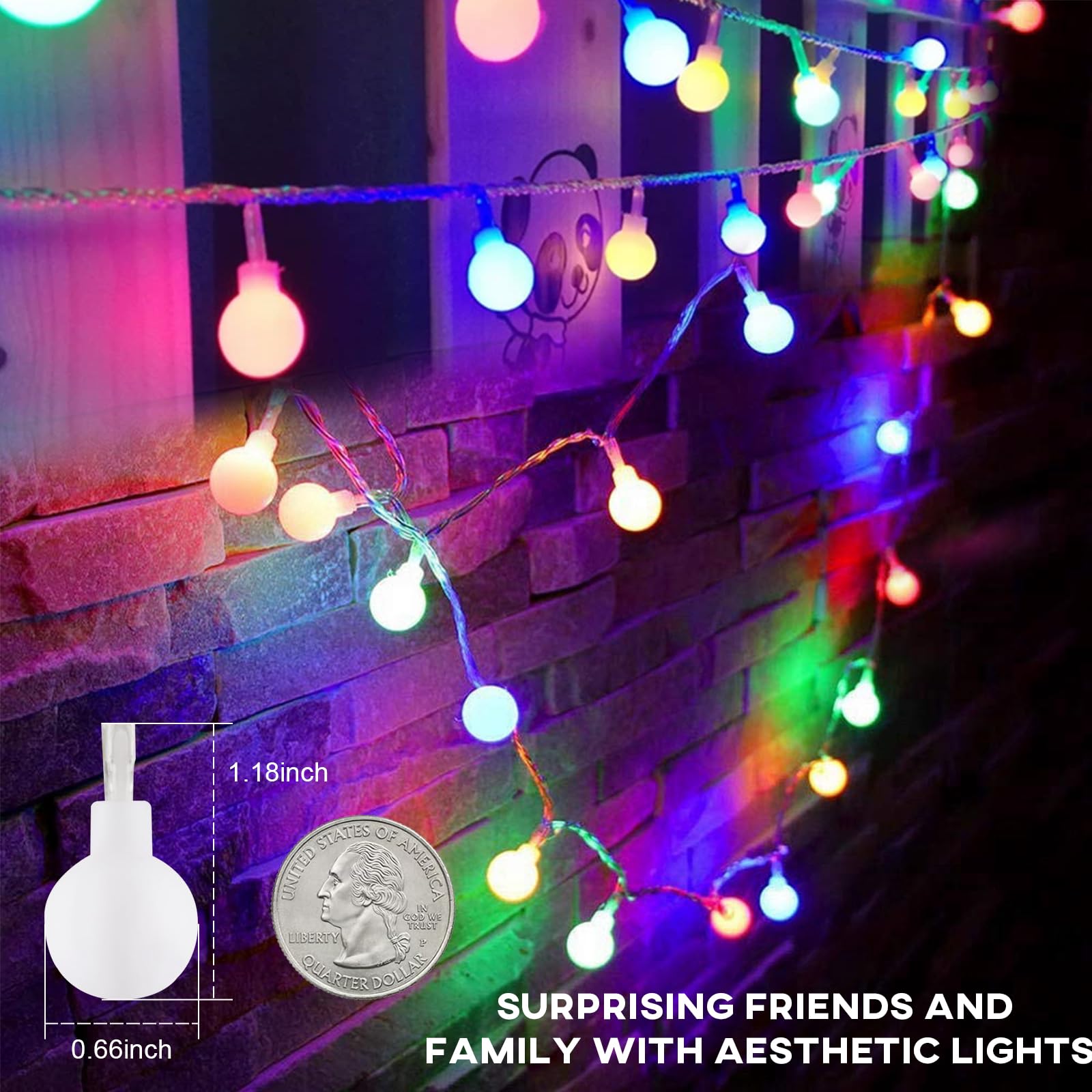 A.bigwhale 30 LED Guirnalda Luces Pilas, Bola LED Luces de Cadena,Cadena de Luces Navidad 3 M Multicolore globo, luces de hadas para interior, balcón, terraza, jardín, fiestas, Navidad, boda