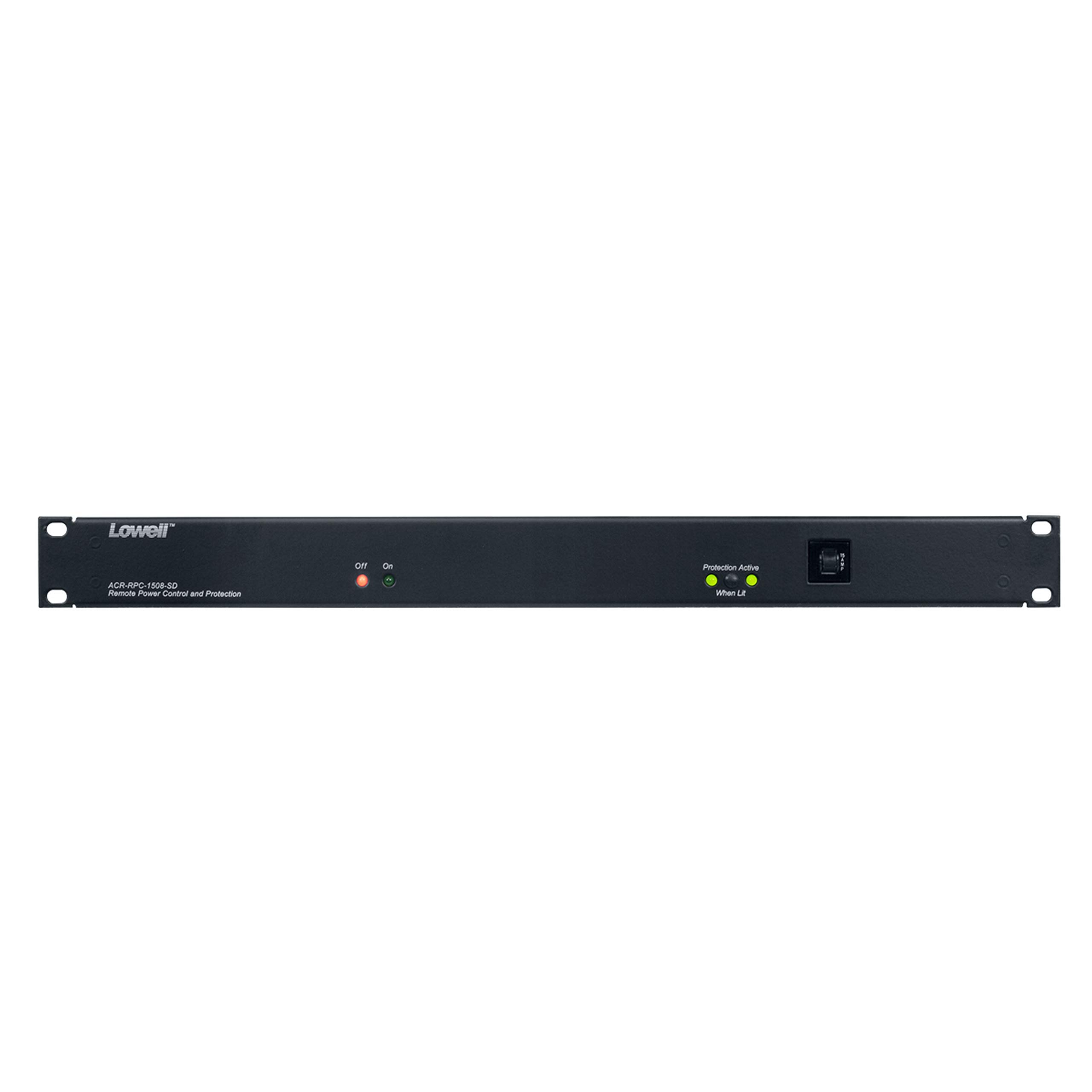 Lowell ACR-RPC-1508-SD PDU with 8 (15A) Outlets, Surge Suppression, Remote Circuitry; 8 Outlets: 2 Rear Un-Switched, 6 Rear Switched; 120VAC, 60Hz, 15A; Surge Protection to 40,000A