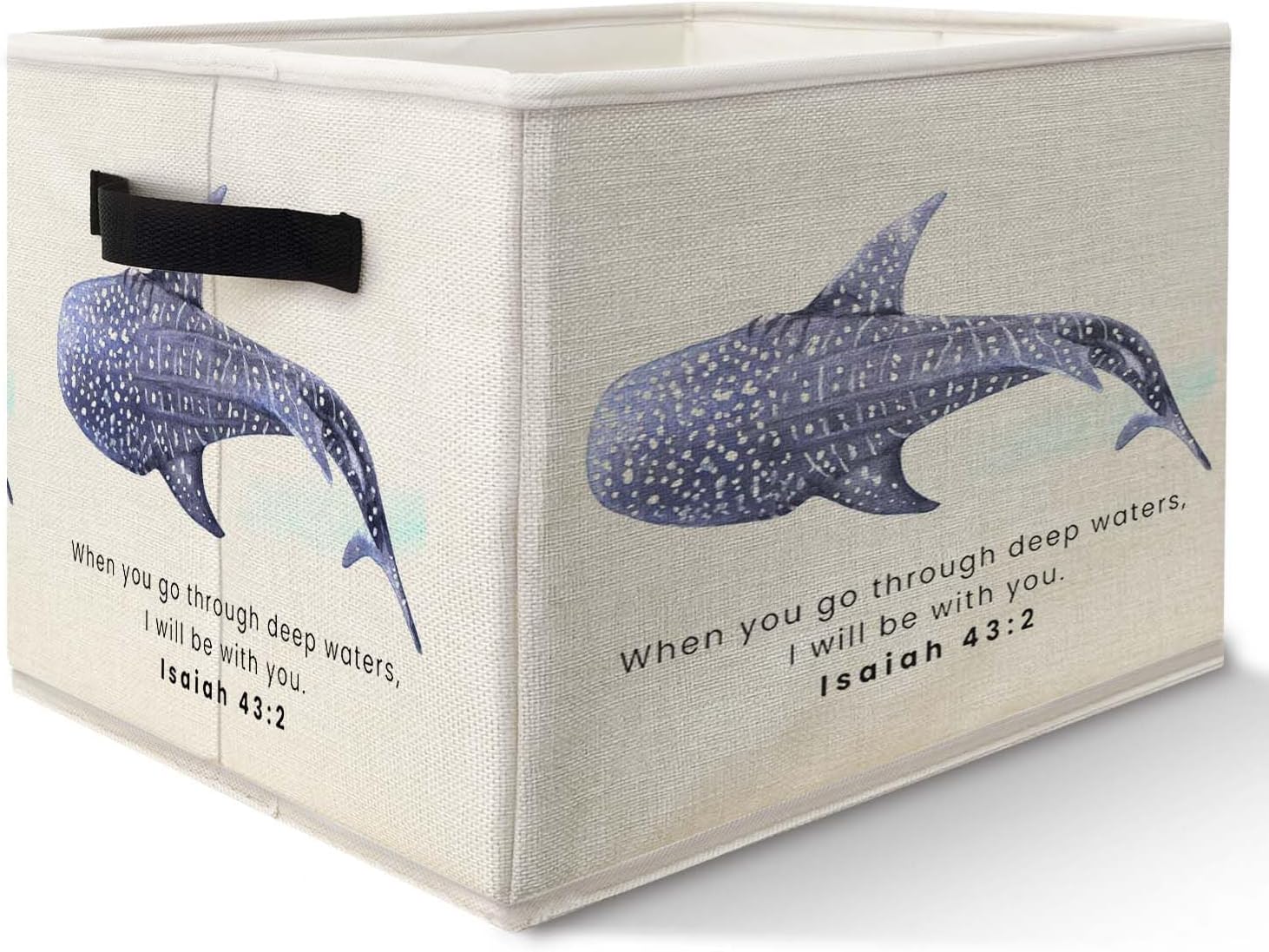 Coastal Beach Storage Bins Basket, Beach Room Decor, Coastal Coral Starfish Seashell Collapsible Fabric Storage Box Organizer Toybox for Bedroom Bathroom Clothes Books Toys