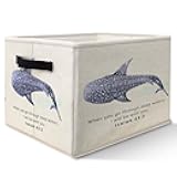 Ocean Whale Shark Christian Storage Bins Basket, Coastal Isaiah 43:2 Bible Verses Collapsible Fabric Storage Box Organizer Toybox for Bedroom Bathroom Clothes Books Toys
